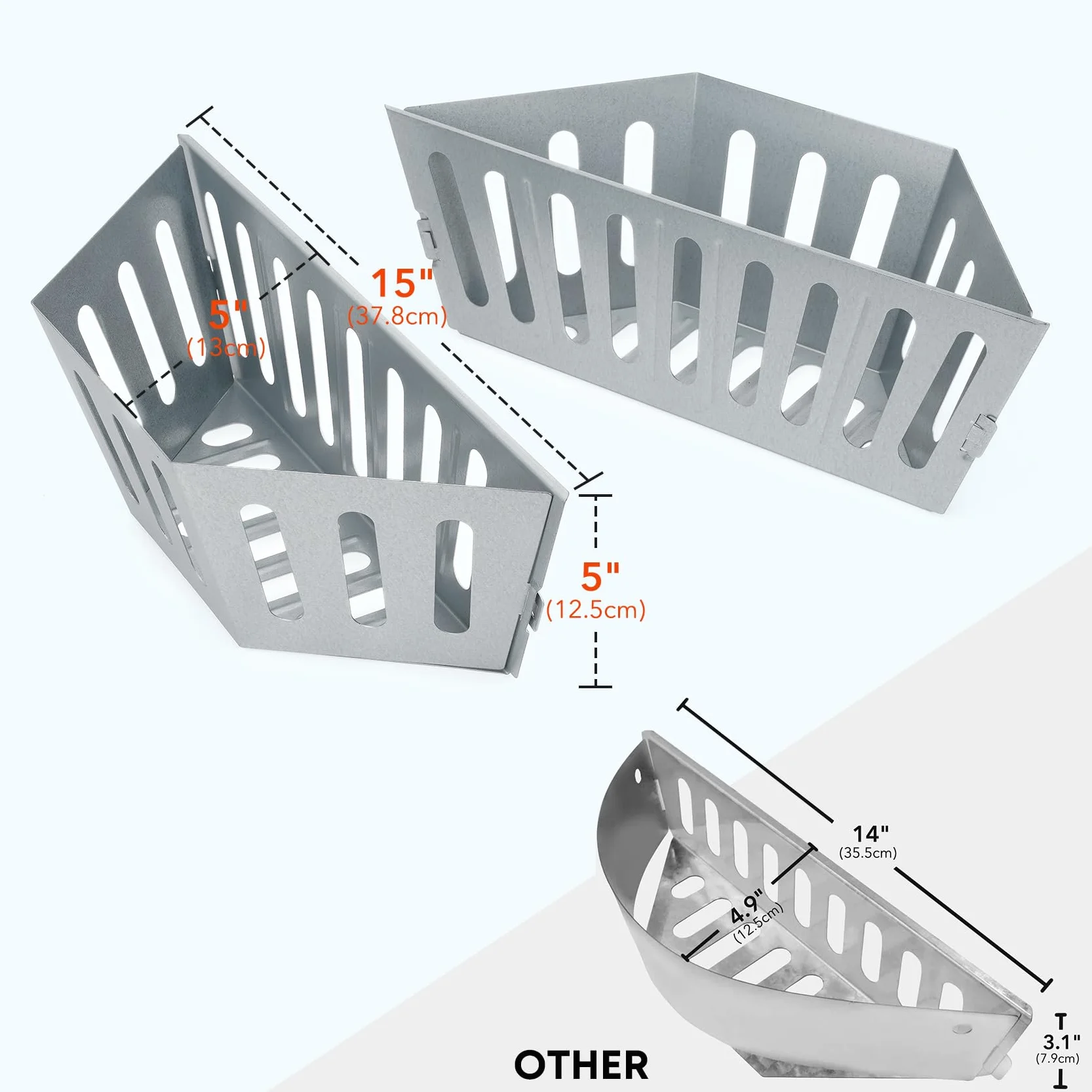 onlyfire Cestino per Carbonella da Barbecue, Supporti per Carbone più Grandi per Griglie a Carbonella Weber 57/67 cm, Accessori per Barbecue, 2 PCS