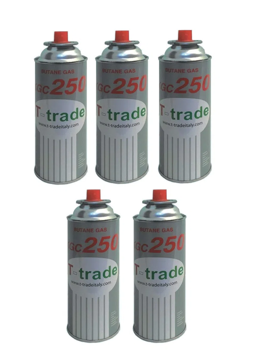 5 Pezzi - Cartuccia BOMBOLETTA Gas GPL 250 GR Art. KCG250 Ideale Saldatore CANNELLO STUFETTA O FORNELLO Bistro Compatibile cp250