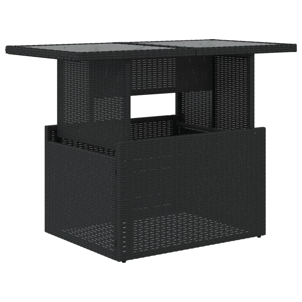 vidaXL Tavolo da Giardino Piano in Vetro Nero 100x55x73 cm Polyrattan