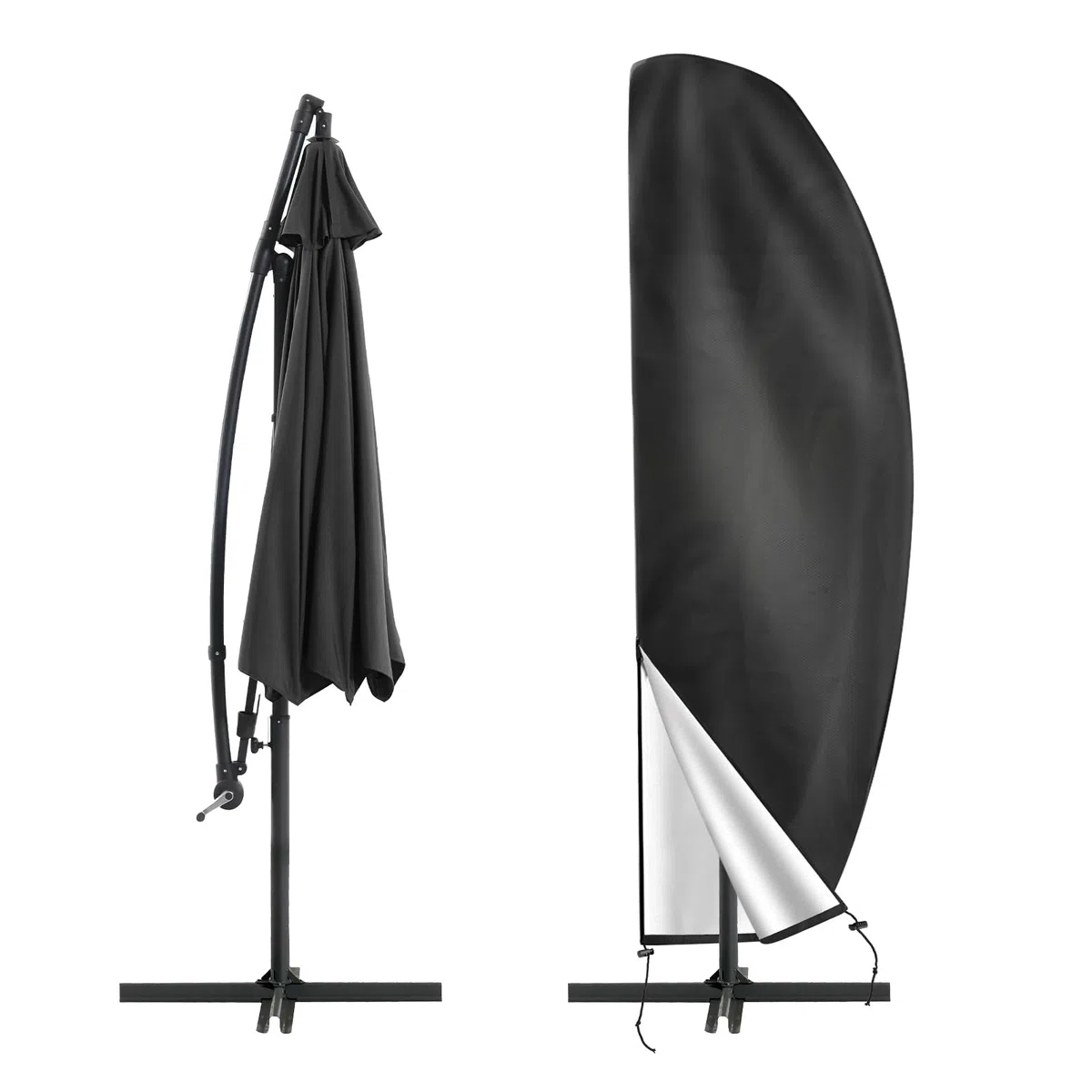 RISVOWO Copertura Protettiva per Copri Ombrellone a Braccio, Coperture per Ombrelloni Parasol Cover Copriombrellone Impermeabile 210D Tessuto Oxford Telo per Ø 2-4m, 265 * 40/70/50CM