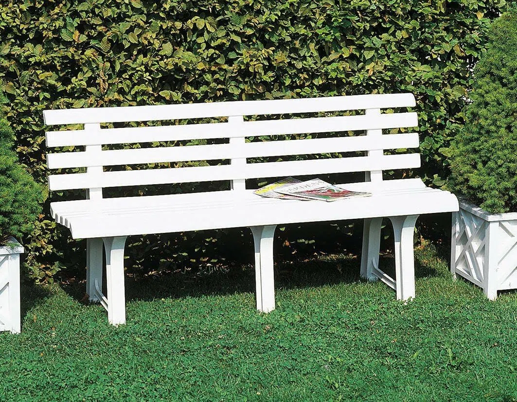 Dmora Made in Italy Esterno 145 x 49 x 74, Panchina in Polipropilene, Panca da Giardino, Bianco
