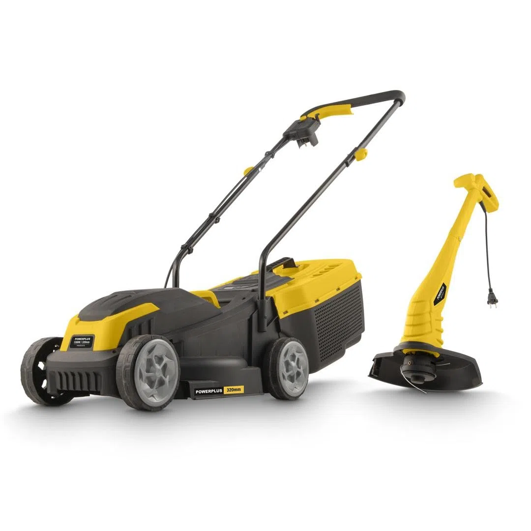 Powerplus Tosaerba elettrico e tagliaerba POWXG62205T – Tosaerba con diametro di 1300 W e 320 mm e tagliaerba con diametro di 250 W e 220 mm, attrezzi da giardino