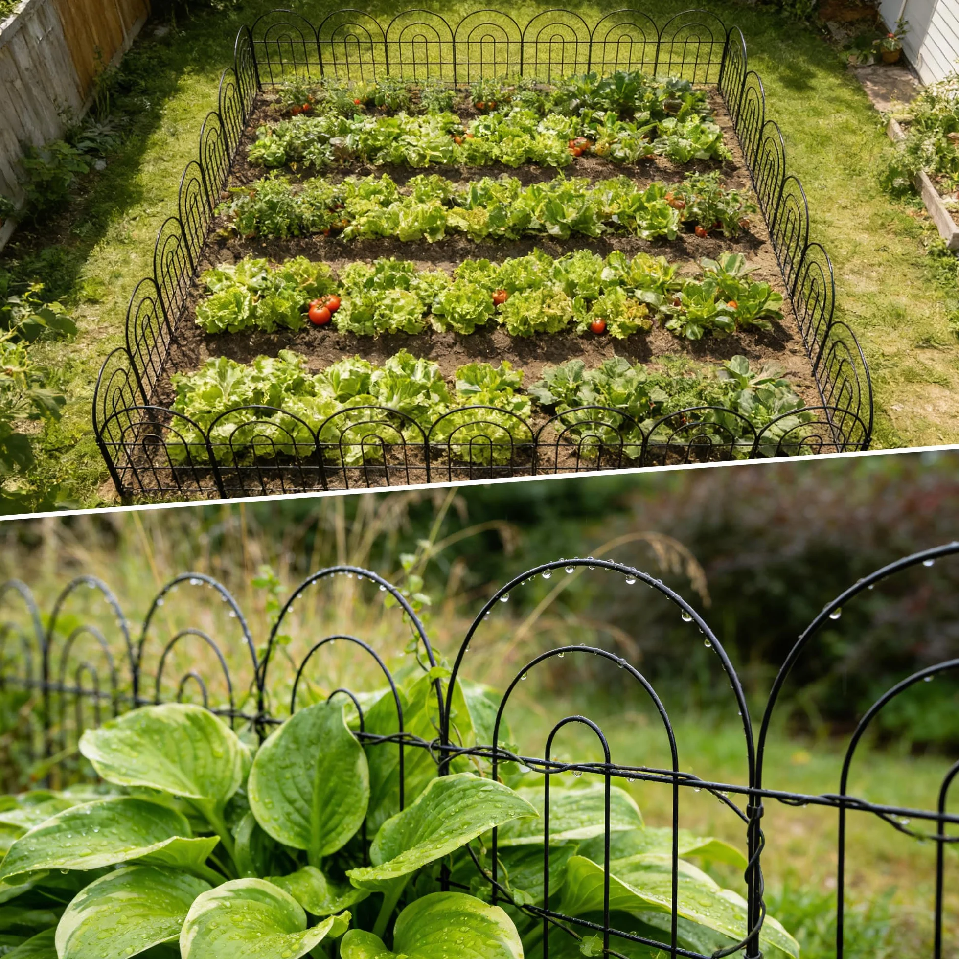 Thealyn Recinzione da giardino in metallo, 60 cm di altezza x 33 cm di larghezza (25 pannelli, lunghezza totale 3,3 m), recinzione decorativa per esterni, recinzione per cani, aiuole, cortili