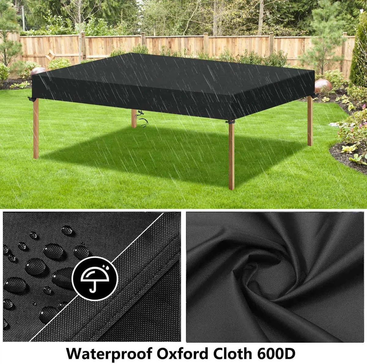 Flyace Copertura per Tavolo da Giardino per Tavolino Copritavolo da Esterno Impermeabile 600D Telo Copri Tavolo per Esterno Telo Copertura Tavolo Esterno Tessuto Oxford 110x110x25cm