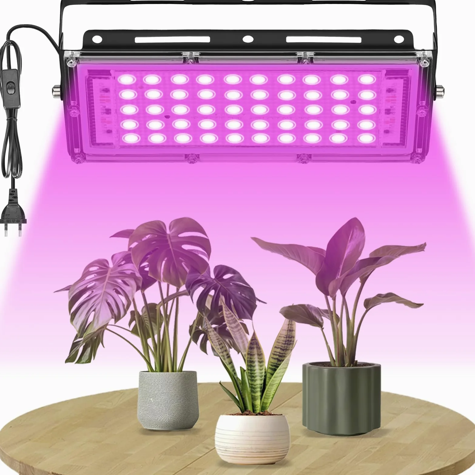 Lampada per piante, Grow Light LED Dimmerabile 50 Lumen Spettro Completo lampada per coltivazione con UV e IR Lampade per piante indoor, Verdure e fiori (B)