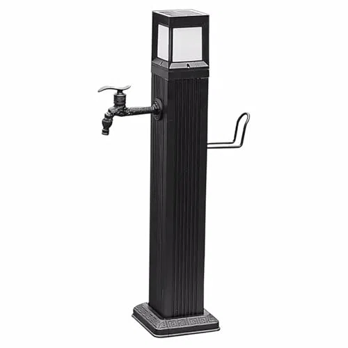 XBTGS Rubinetto a colonna d'acqua da giardino quadrato verticale per esterni, fontana ad energia solare, illuminata, idrante resistente all'inverno, per decorazioni paesaggistiche e gas, rubinetto a