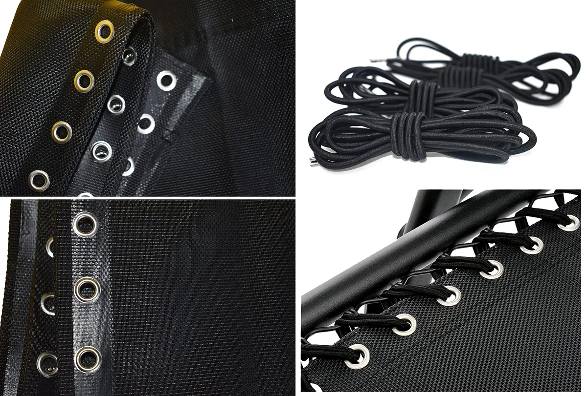 Azatemgo Tessuto Ricambio Sdraio Gravità Zero con 4 Cordini di Ricambio Universali per Sdraio - Nero 160 x 43 cm