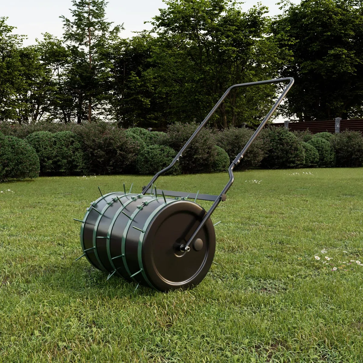 QLS Handels Aeratore per rullo da giardino, rullo rigeneratore, aeratore per prato, 5 pezzi, 40 cm, 8 mandrini