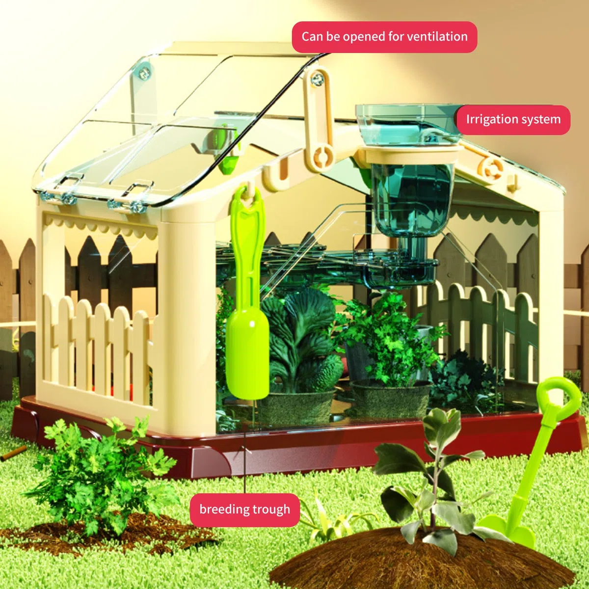Set da giardinaggio per bambini con illuminazione a LED integrata in acrilico trasparente piccola serra per piantare casa divertente serra educativa