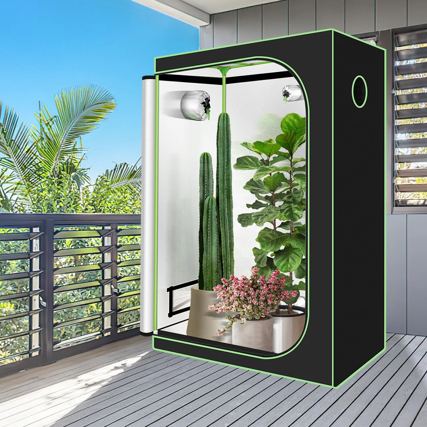 Grow Tent, tenda 600D Oxford Grow Grow, per interni ed esterni, 120 x 60 x 180 cm, per sistema di coltivazione idroponica in ambienti interni