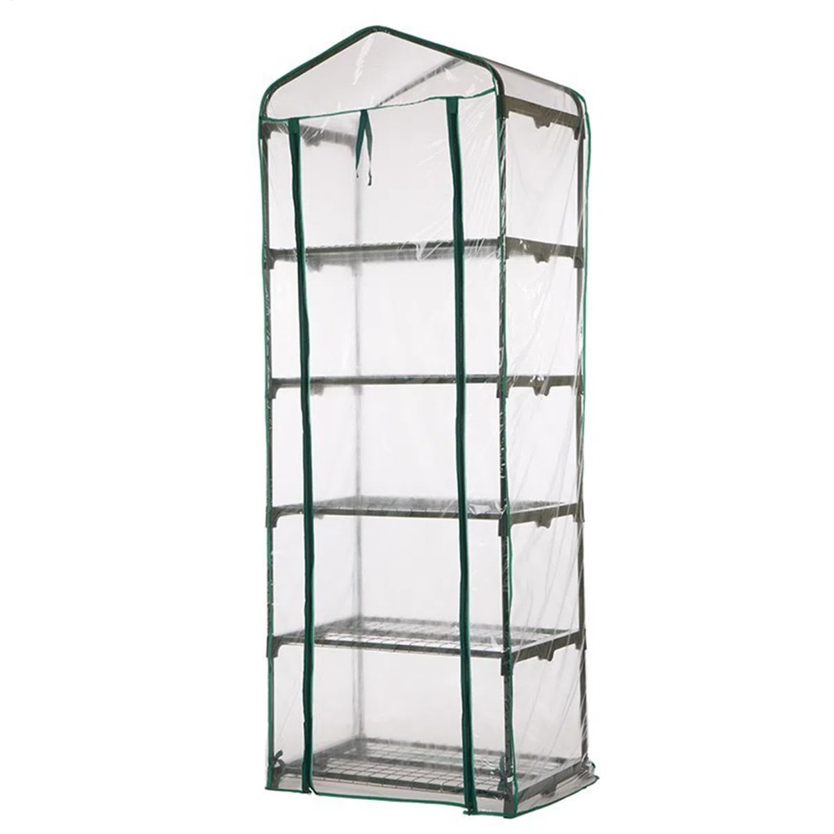 Copertura per serra a 5 ripiani in PVC resistente alle intemperie, 69 x 49 x 187 cm, copertura di ricambio per serra da giardino, facile da montare, senza attrezzi, in PVC trasparente, verde, per
