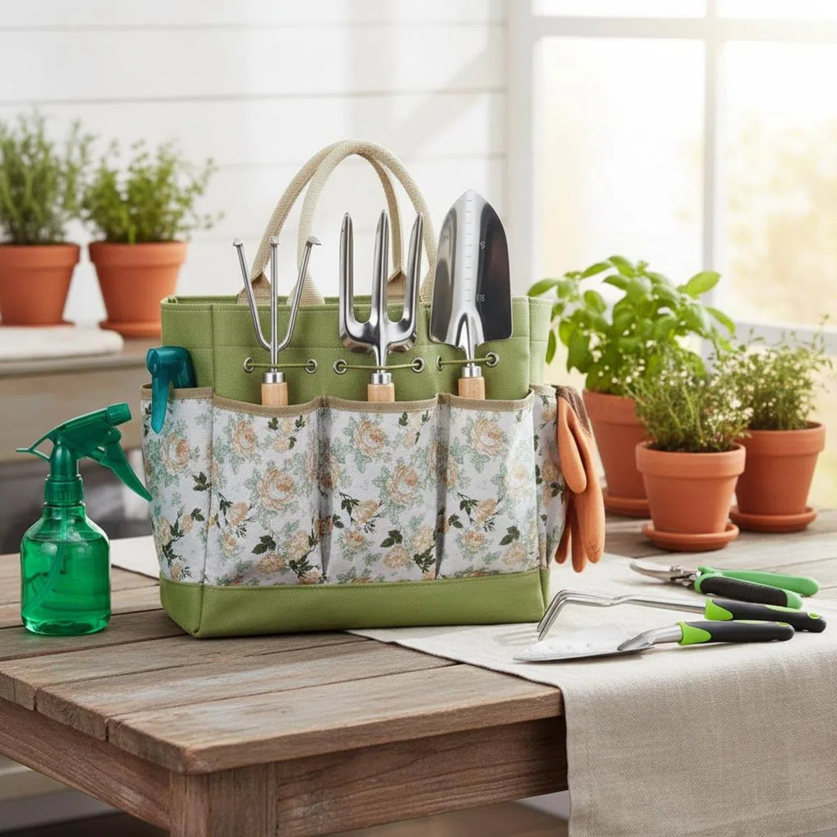 Set Attrezzi Giardinaggio Manuale Kit Attrezzi Giardino Strumenti Coltivazione Trapiantatore Zappetta Estirpatore in Acciaio Durevole con Manici in, Stainless Steel 9PCS