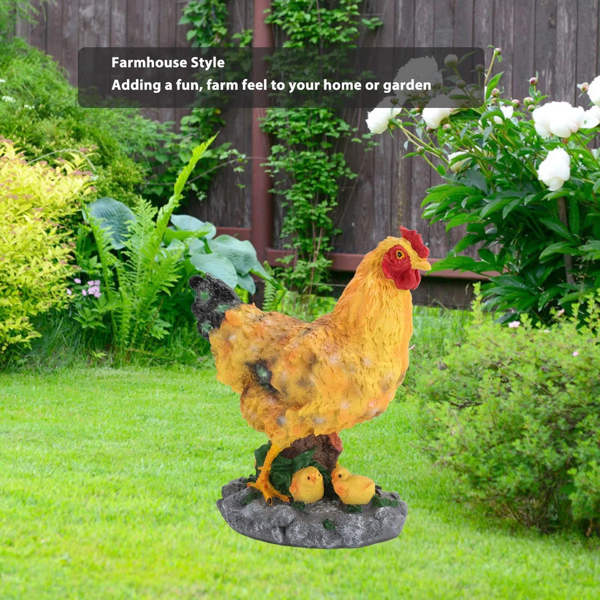 Statua di Gallina da Giardino con Pulcini Piccoli Sculture di Animali in Resina Decorazione Statua per Esterni, Figurine di Gallina Accessori da Giardino per Decorazioni da Scrivania Paesaggistiche Ma