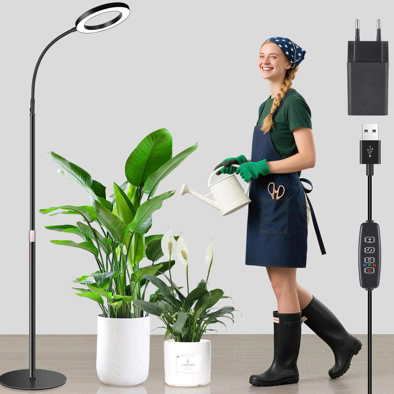 Ainiv Luci per Piante da Interno, Lampada di Crescita a Spettro Completo, 80 LEDs Lampada, con Timer auto 6/12/16H, 3 Modalità, 10 Luminosità, 90cm~160cm Altezza Regolabile per Piante Alte e Grandi