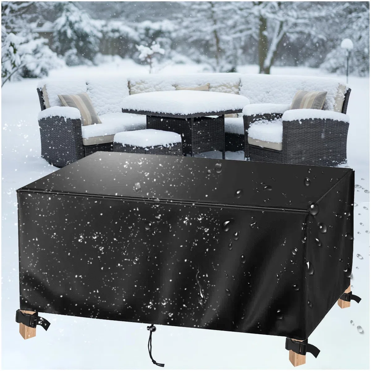 Copritavolo da Esterno 140x90cm Impermeabile Telo Copri Tavoli da Terrazza per Tavolo e Sedie da Giardino, Antivento Antipolvere Protezione UV Resistente - 140x90x75cm/Lx l x A