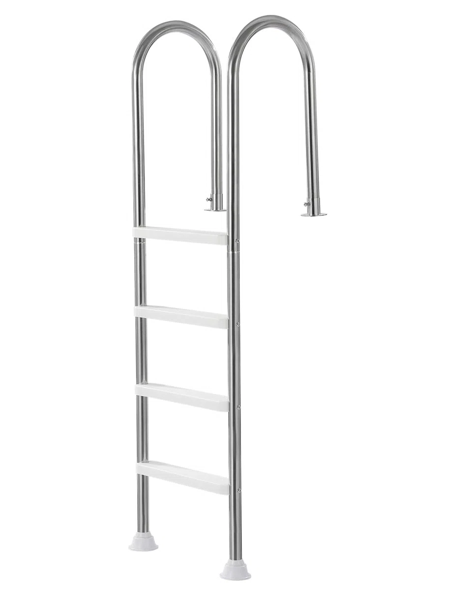 VEVOR Scaletta per Piscina 4 Gradini con Corrimano Doppio, Gradini Antiscivolo Resistenti, Scaletta Sicurezza per Piscina in Acciaio Inox, Capacità di Carico 120 kg per Piscine Interrate da 137 cm