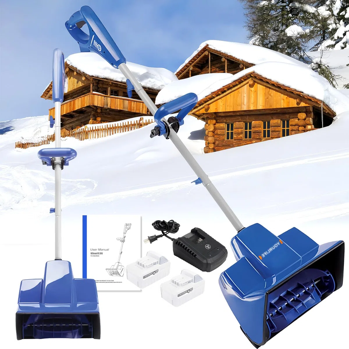 24 V Spazzaneve/Pala Elettrica Ricaricabile A Batteria, Portatile, Leggero, Spazzaneve Elettrico Leggero con Impugnatura Regolabile, Batteria da 4 Ah E Caricabatterie Rapido Inclusi