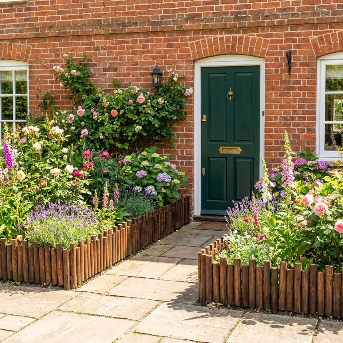 Recinzione da Giardino in Legno Finitura Legno Bruciato Altezza Totale 35cm Lunghezza 120cm per Prato e Aiuole Recinzione Flessibile e Decorativa #K650A01