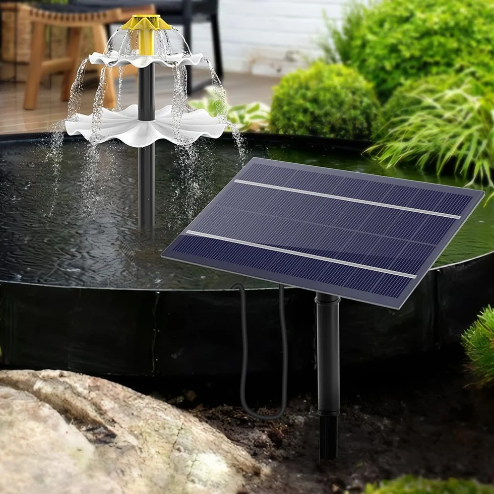 Fontana Da Giardino Esterno Solare, Pompa Solare Per Laghetto Da Giardino, Bagno Per Uccelli Fontanella Da Giardino, Pompa Acqua Solare Con Pannello Per Fontana Cascata Fai Da Te Decorazione (4W)