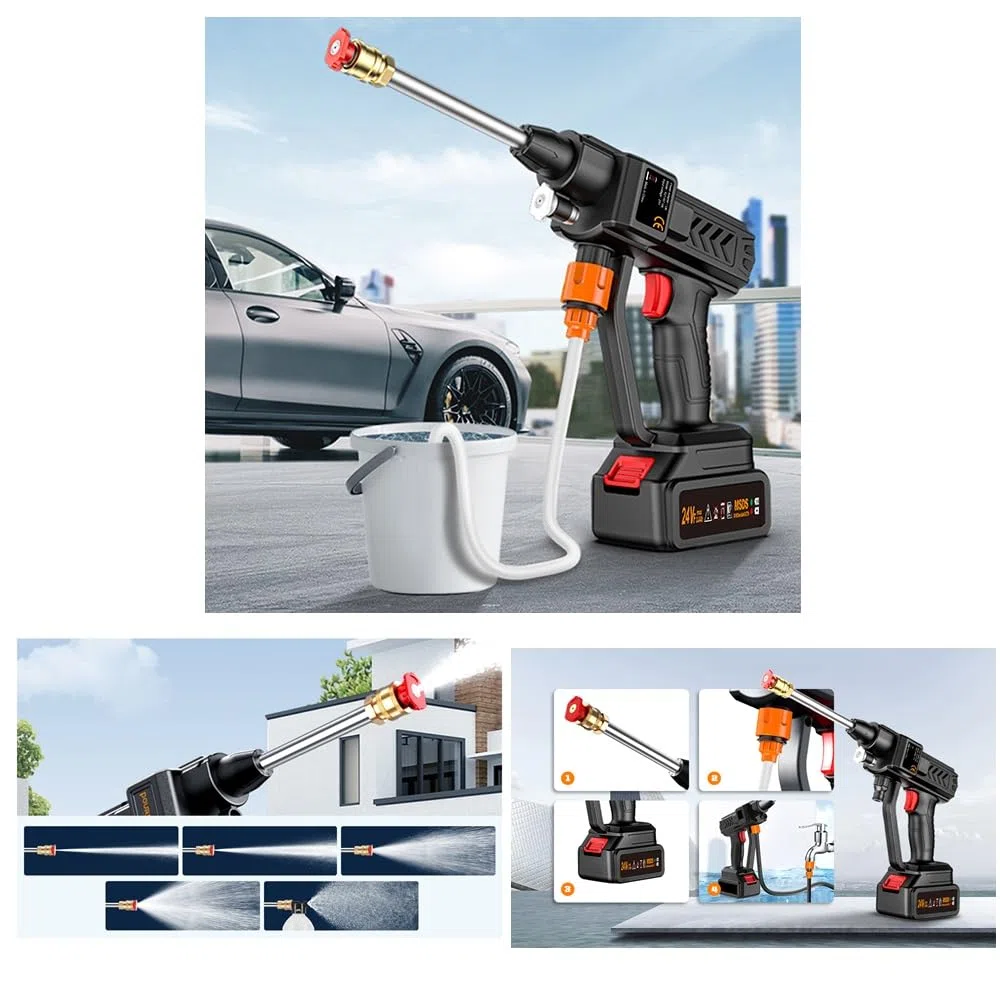 IDROPULITRICE PORTATILE SENZA FILI A BATTERIA ADATTO PER GIARDINAGGIO PER LAVAGGIO AUTO MOTO SCOOTER PAVIMENTI PULIZIA CASA ANGOLI E FESSURE COMPATIBILE CON DAF Pulitrice Pulivapor Idropulitore