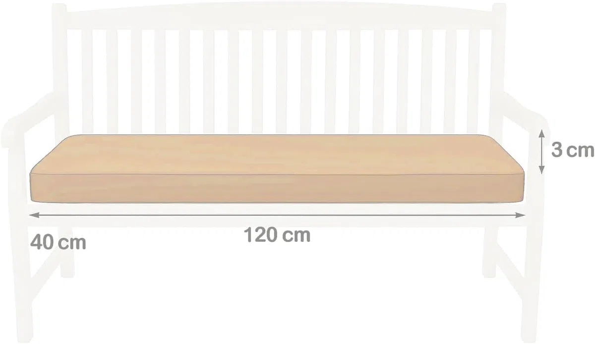 HAND Cuscino per Panca 120x40 cm - Interno ed Esterno - Seduta Imbottita, Morbida e Resistente - Per Giardino, Patio, Cucina - Prodotto in Italia (Tortora)