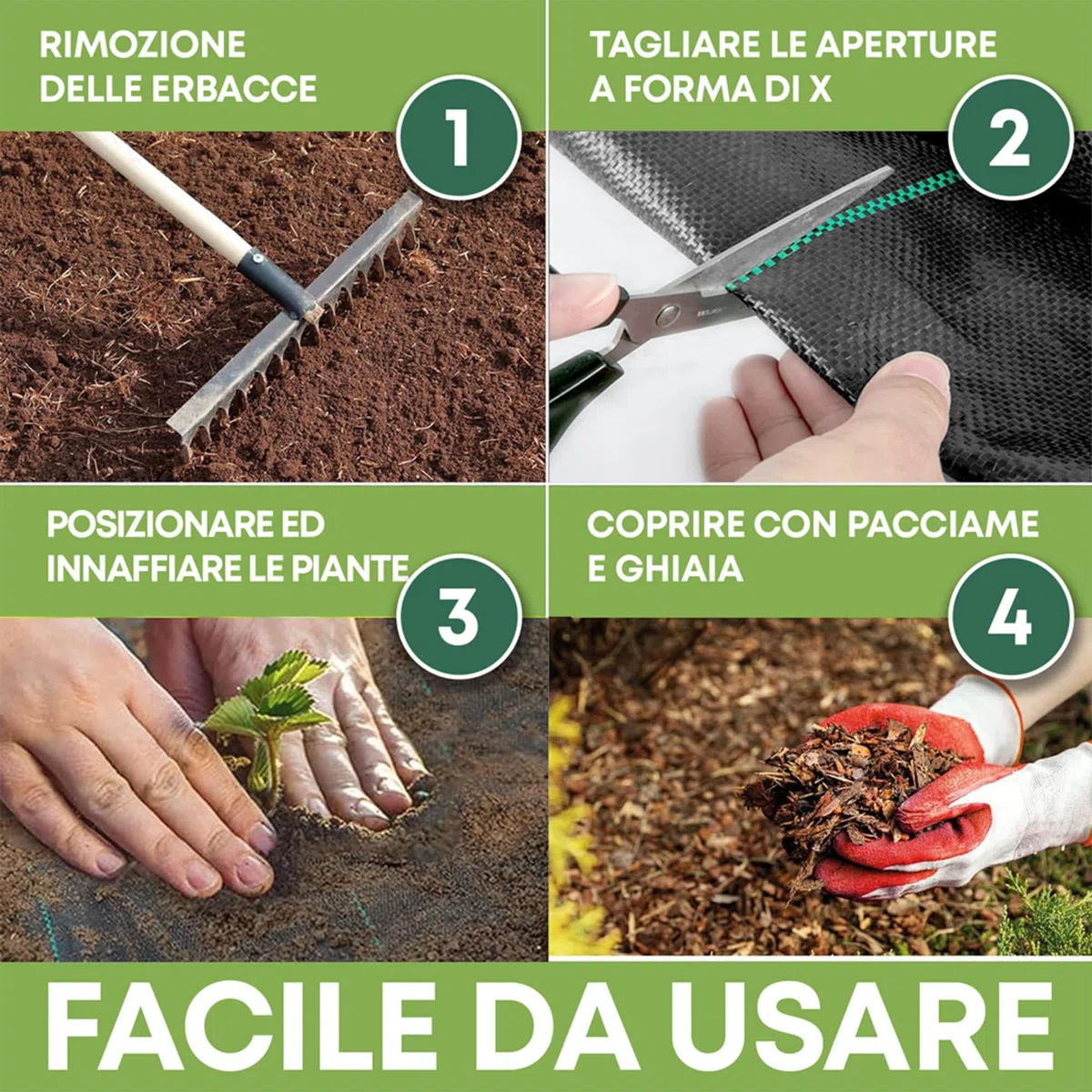 Telo Pacciamatura Antistrappo UV Resistente Permeabile Drenante Orto Giardino Serra Polipropilene Contro Le Erbacce Copertura Pacciamante Super Resistente Stop Erbe Infestanti (Standard - 1 x 20 m)