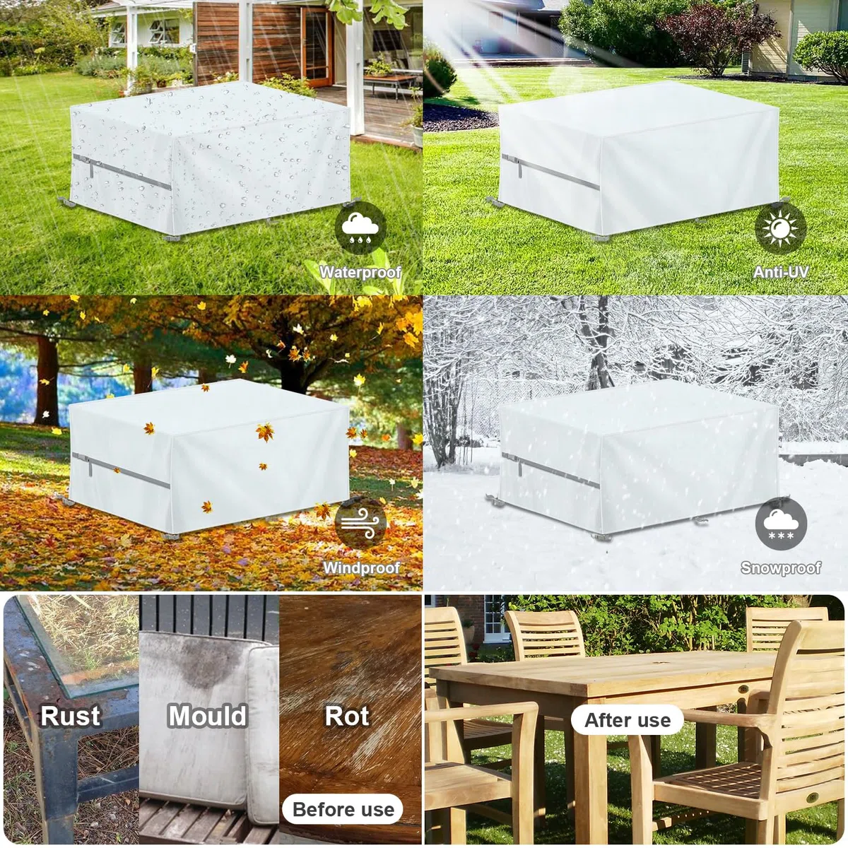 LAMUNI Copertura Tavolo Esterno Copritavolo da Giardino Impermeabile 140x80x75cm Copertura per Mobili da Giardino Tessuto Oxford 420D Coperture per Tavoli Esterni Telo Copri Tavolo da Giardino