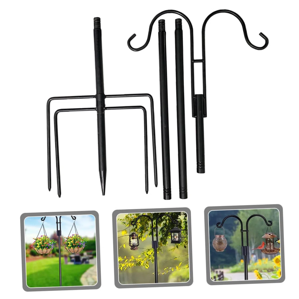 Abaodam Gancio da Pastore da Terra Accessorio per Giardino Esterno per Appendere Piante Lanterne Campanelli Eolici Cesti Fiori Mangiatoie Uccelli Decorazioni
