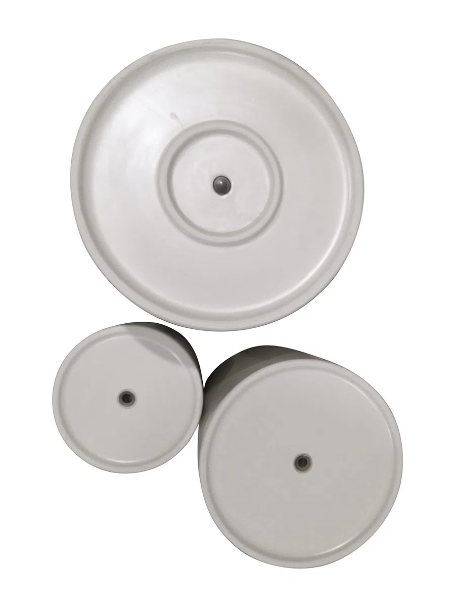 Amazon Basics Vasi in ceramica scanalati Rotondo di dimensioni assortite, , set da 3, bianco, 15.2 cm, 20.3 cm, 25.4 cm