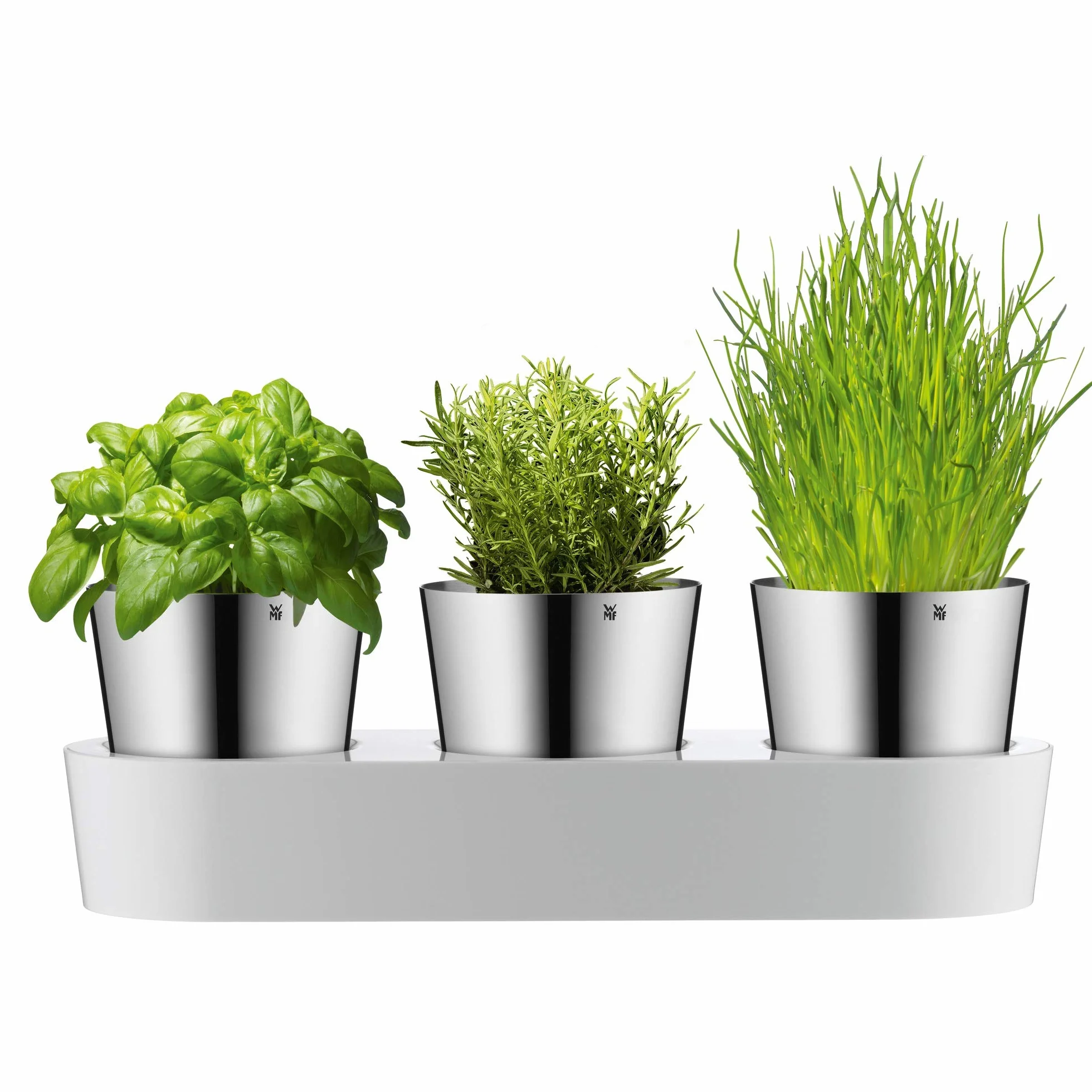 WMF Vaso per erbe gourmet con sistema di irrigazione in 3 parti, giardino delle erbe per la cucina, 36x 12,5x 12,5 cm, per erbe aromatiche fresche, bianco