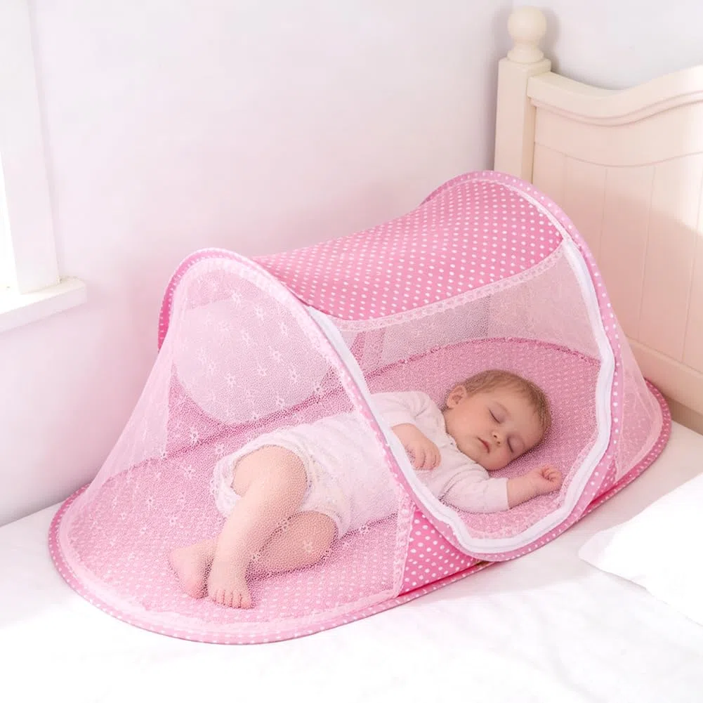 Zanzariera Pieghevole,Tenda Antizanzare Portatile, Zanzariera Viaggio, Durevole Zanzarieras con Cerniera, Facile Installazione, Leggero e Traspirante, Adatta alla Famiglia Viaggi All'Aperto Pink