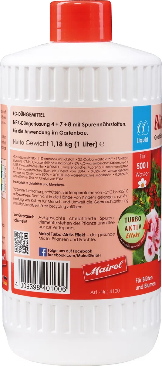 Mairol 4100 Liquid Concimi fioritura e Piante da Fiore 1 L