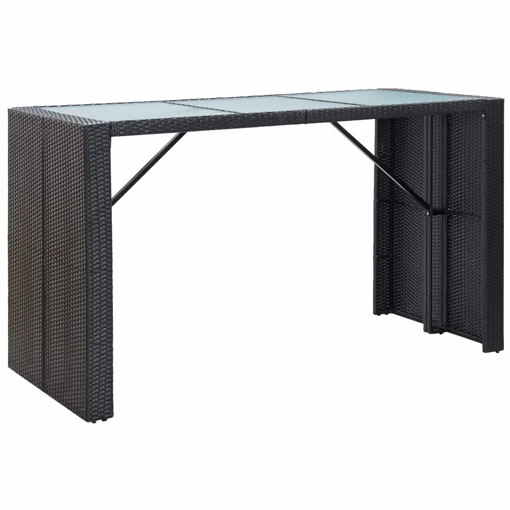 vidaXL Set da Bar da Giardino 7 pz con Cuscini in Polyrattan Nero
