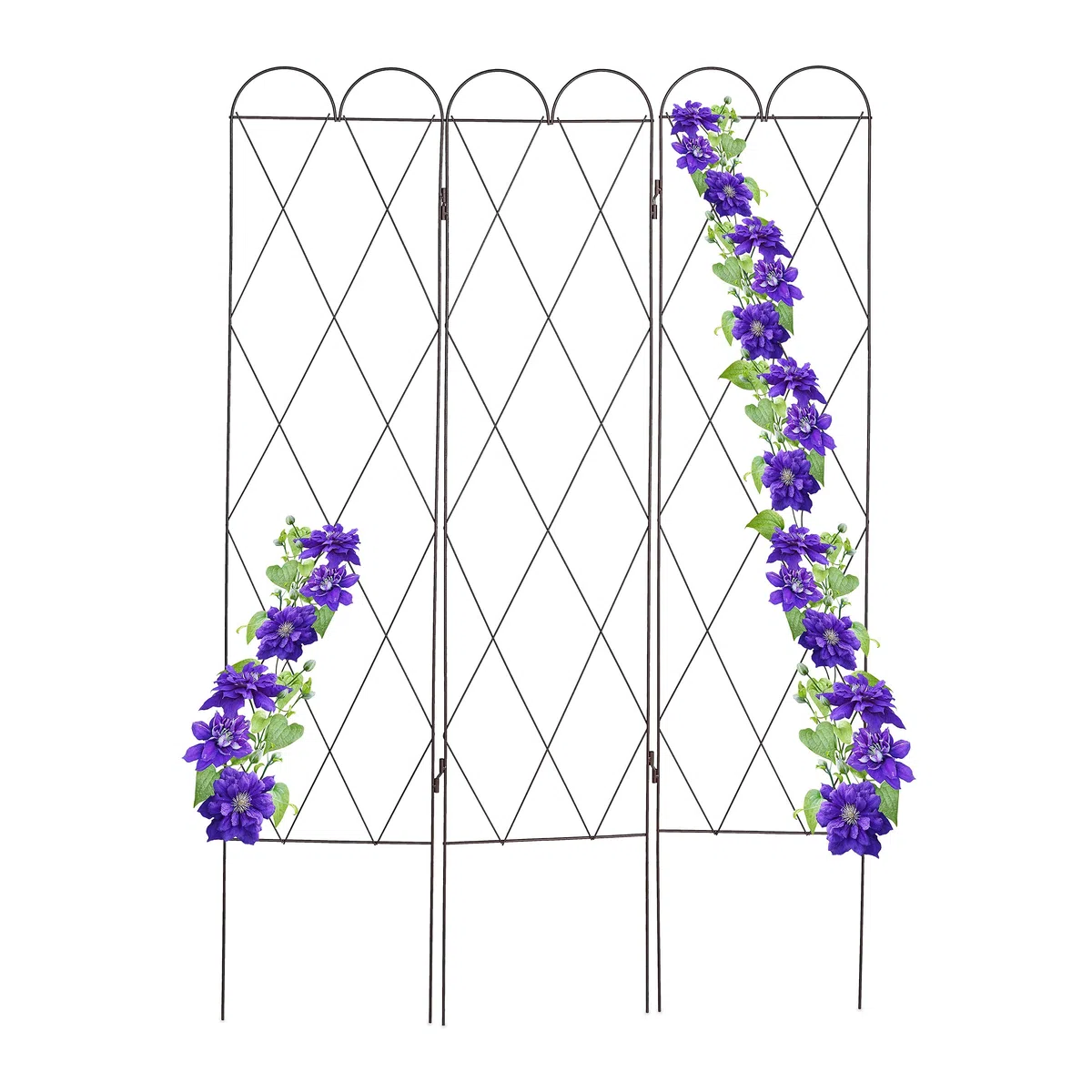 Relaxdays Grigliato per Rampicanti, Griglia da 3 Pannelli, 162,5 cm Altezza, Traliccio per Giardinaggio, Rosso Marrone