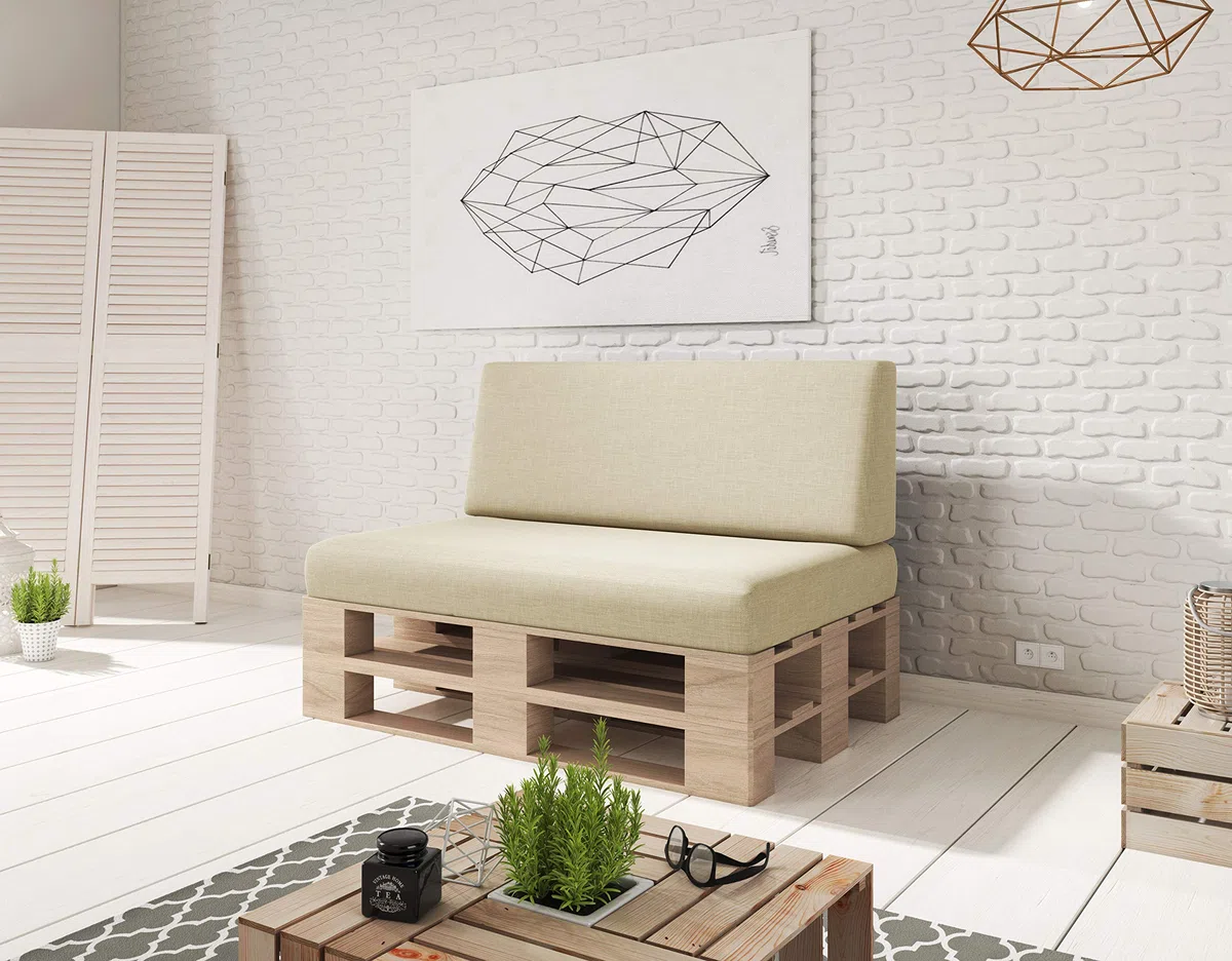 sunnypillow Cuscino-schienale 120 x 40 x 20 cm - Cuscini per divano in pallet per casa e giardino - fodere asportabile e lavabile - Spalliera per Bancali, Interno - Esterno, schiuma fredda - cremoso