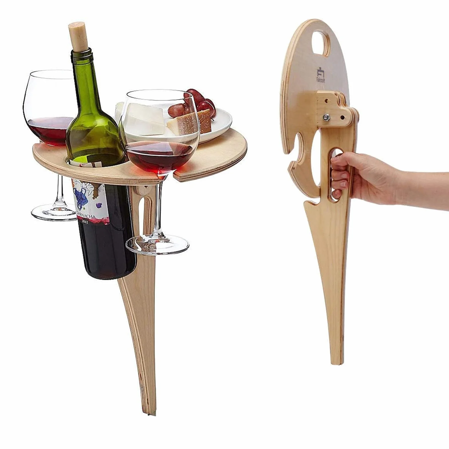 Hyxodjy Tavolino da vino portatile, pieghevole e rustico, mini, color legno, ideale per attività all'aperto e picnic
