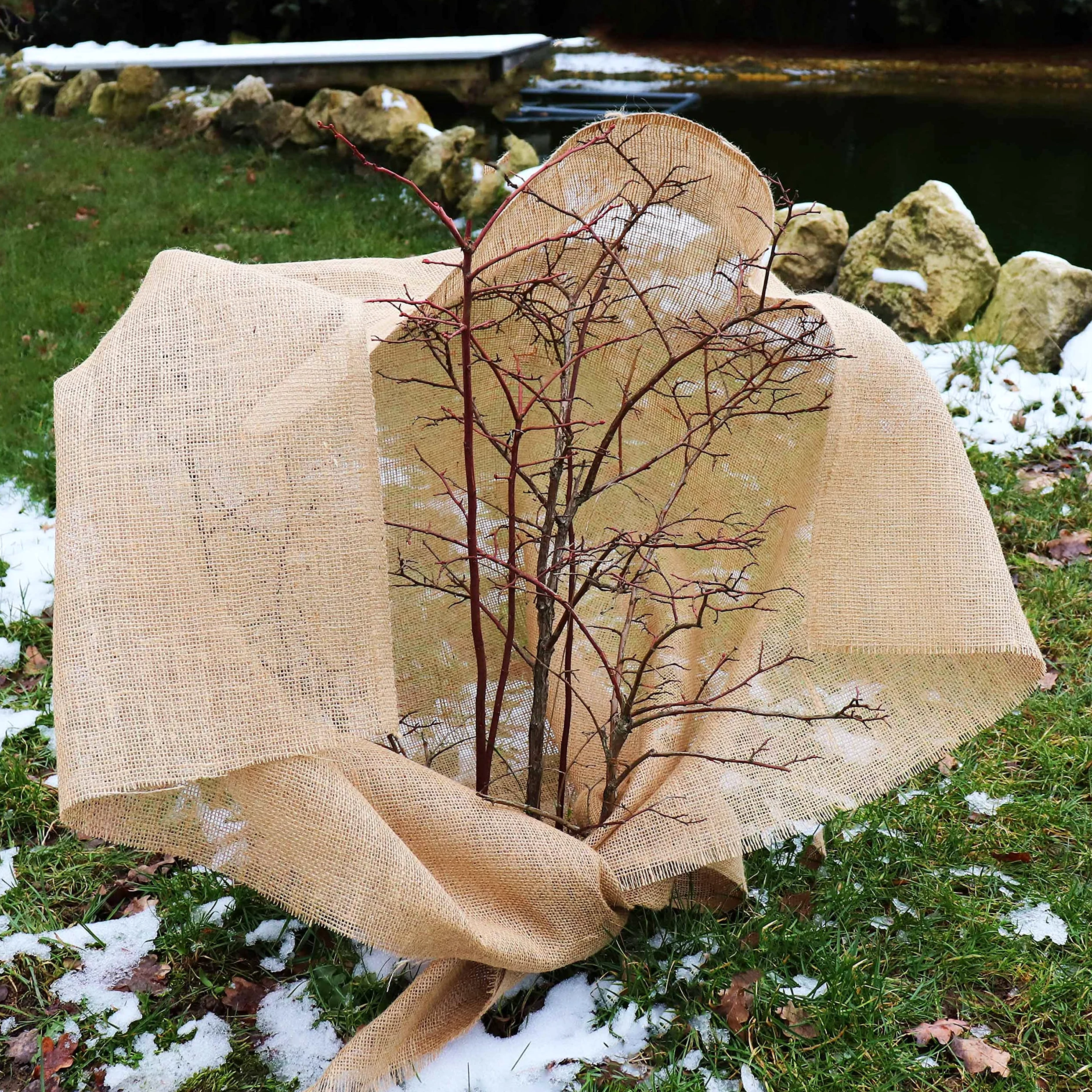 Aquagart Tessuto di iuta 215 g/m², tappetino di iuta da giardino, tessuto di iuta per decorazione, nastro di iuta per piante, protezione invernale, protezione delle radici, diverse lunghezze (25 m di