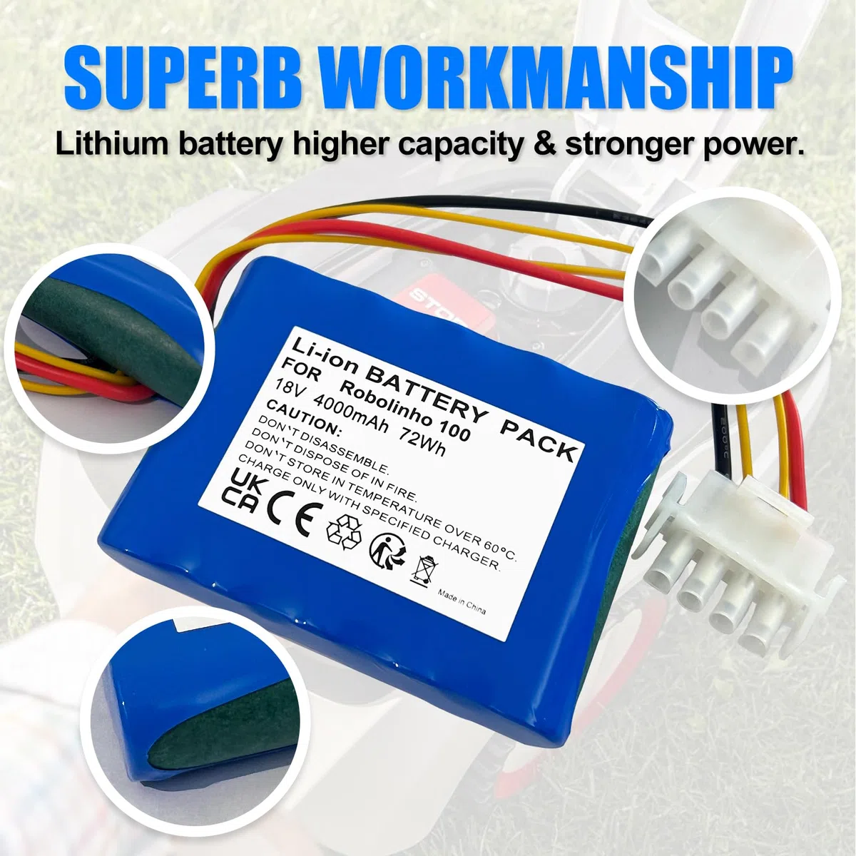 Batteria per robot tagliaerba AL-KO Robolinho 100 110 1100 41.6,300 E,350 W,450 W,520 W, Solo 700 700E 1000 1100, Efco 700, Kärcher RLM4, ecc. Batteria per AL-KO 440454, Kärcher 6.445-098.0, ecc.
