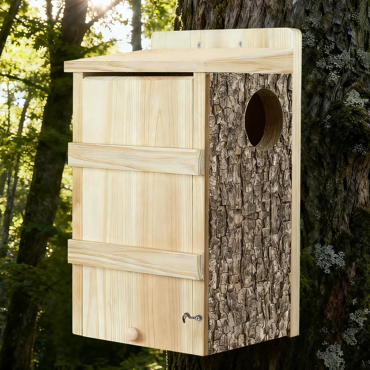 Casetta per scoiattoli da esterno in legno per uccelli grande nido per scoiattoli con fibra di cocco naturale per scoiattoli scoiattoli fauna selvatica