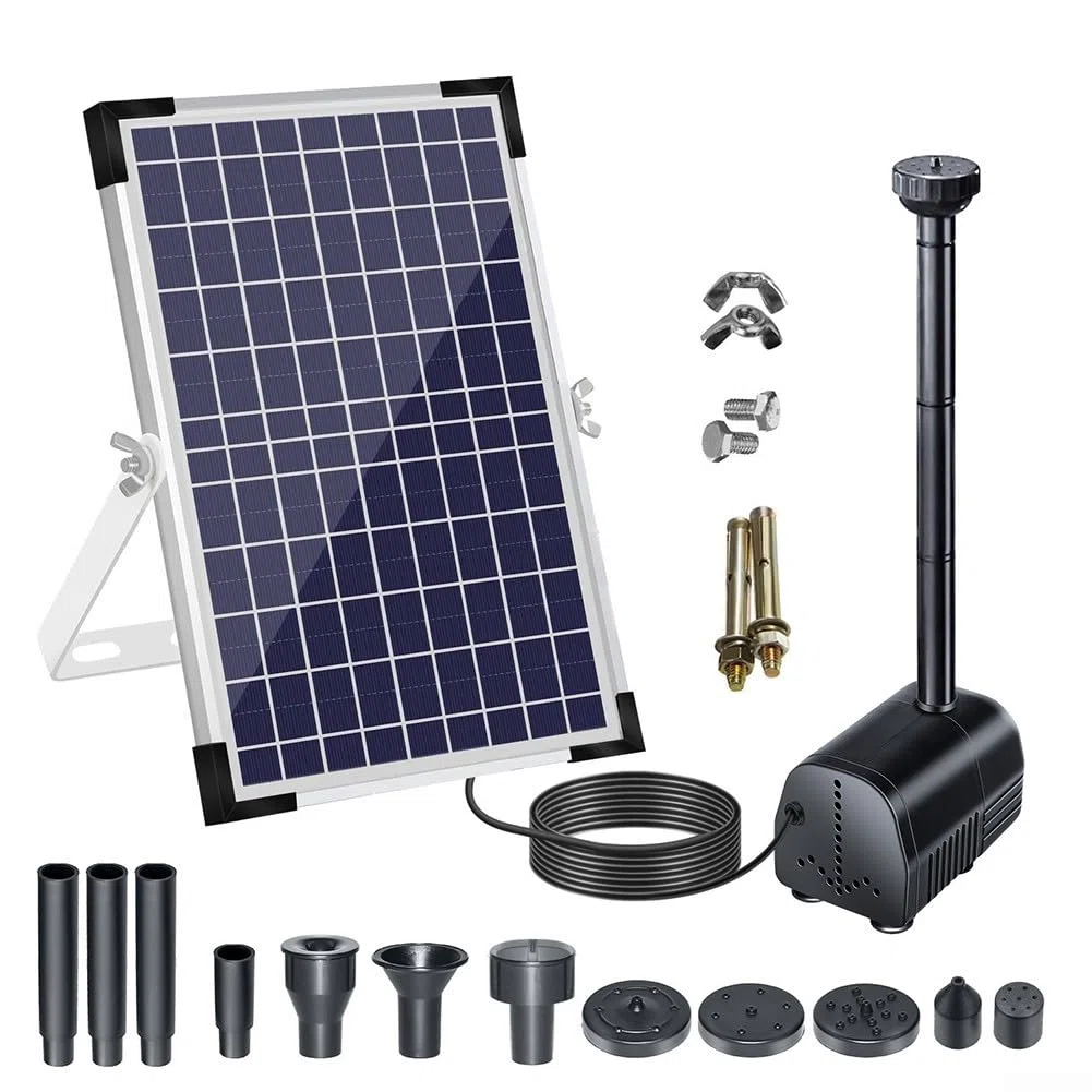 Kit fontana solare per giardino, pompa dell'acqua solare da 10 W 7 V con 11 ugelli, pompa per fontana esterna per laghetto, piscina, vaschetta per uccelli, set decorativo per fontane paesaggistiche