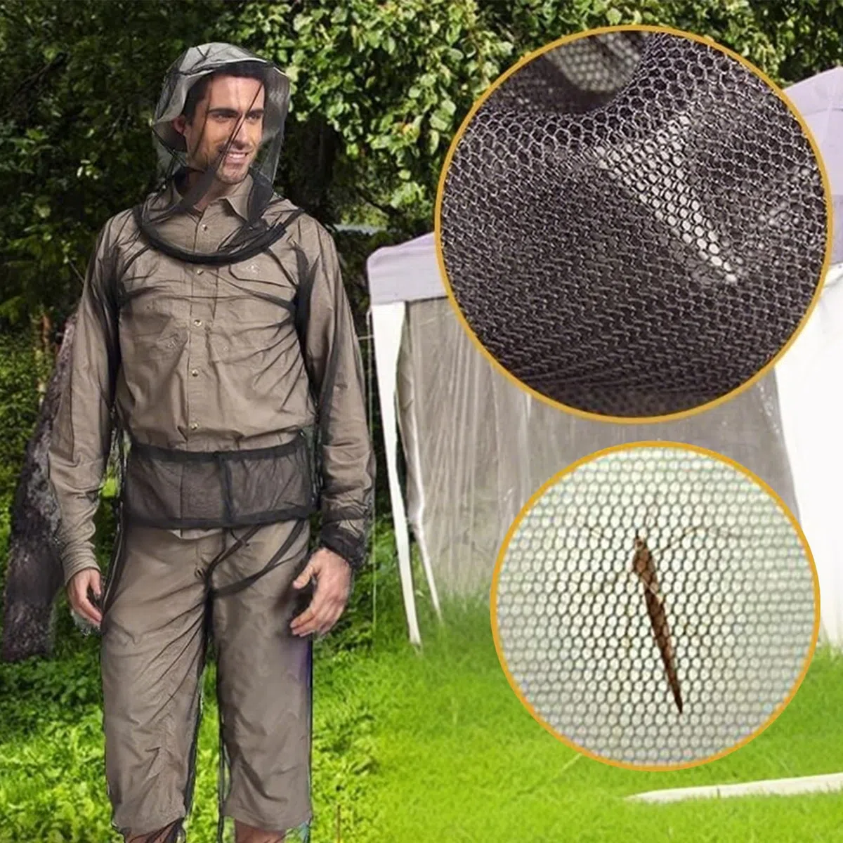 Fly Net Clothing | Tuta Completa in Rete Antinsetto - Maglia Leggera Traspirante con Borsa Trasporto per Zaino Trekking Campeggio Arrampicata