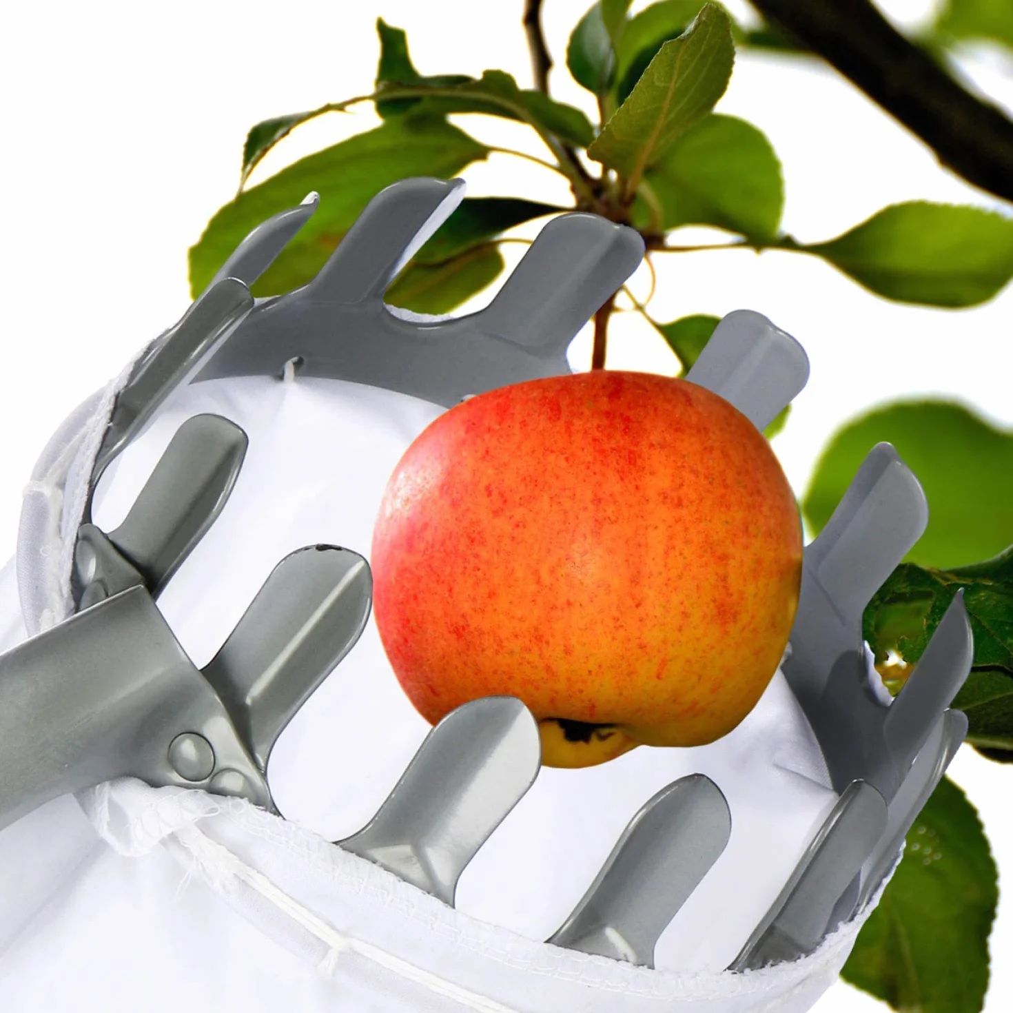 A2ZWORLD Raccogli Frutta con Borsa in Tessuto Manico Telescopico, Strumento per Raccogliere Mele, Arance, Pesche, Pere e Ciliegie (Diametro: 14 Centimetri)