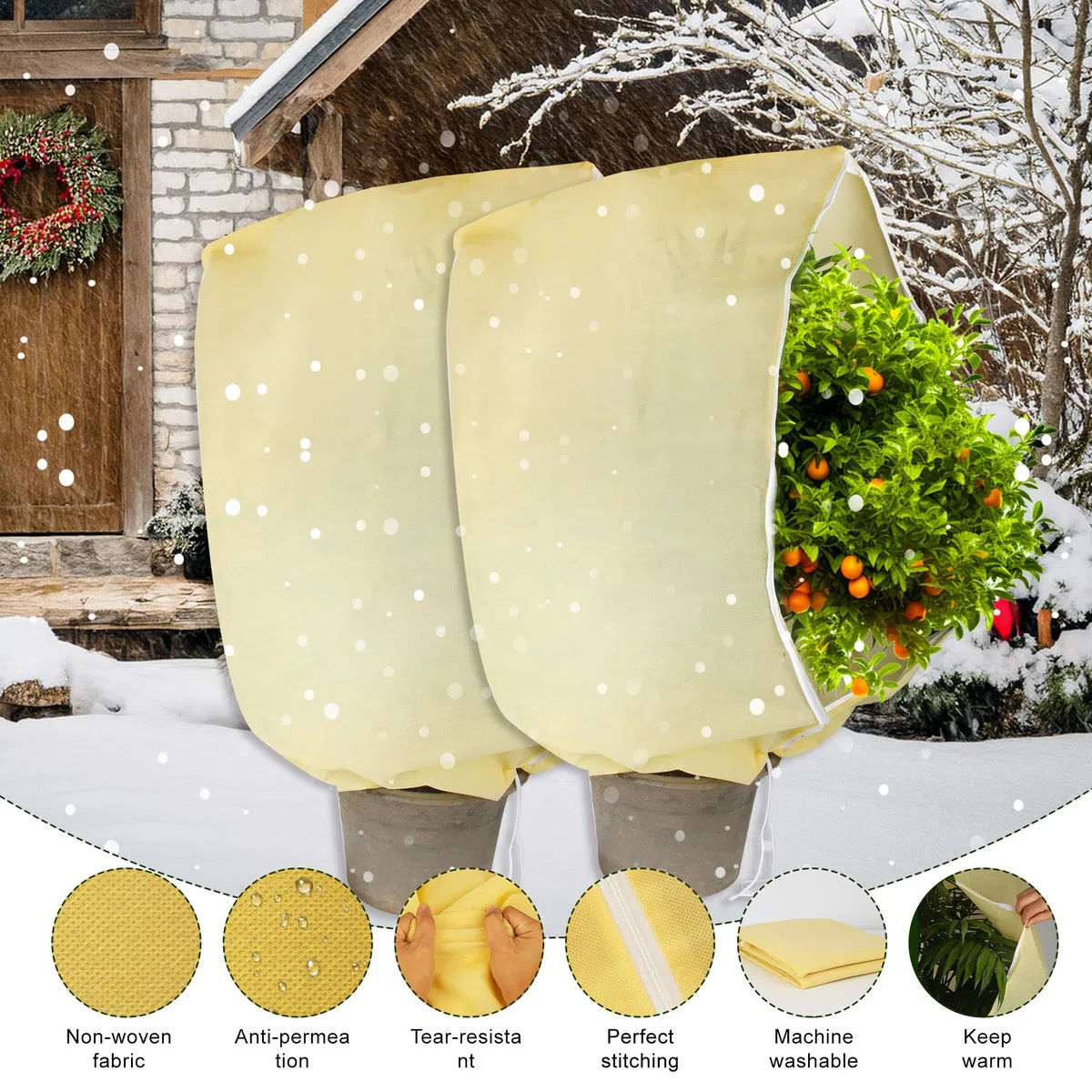 3 Pezzi Telo Antigelo Per Piante 180x120cm 85g/m², Tessuto Non Tessuto Per Piante con Cerniera, Telo Protezione Piante Inverno Riutilizzabile, Telo Copri Piante Inverno per Palme Olivo Giardino