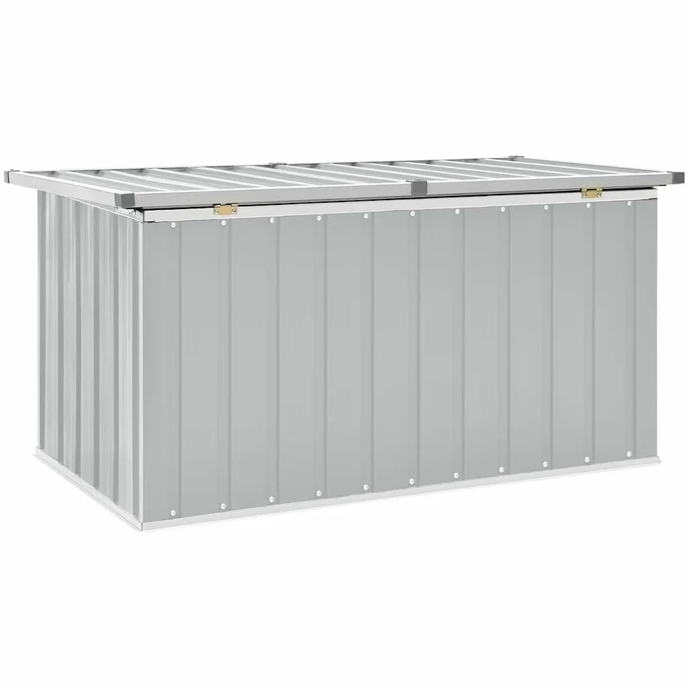 Baule portaoggetti da giardino, 129 x 67 x 65 cm, scatola portaoggetti esterna in acciaio zincato, per cuscini, coperte e strumenti, grigio