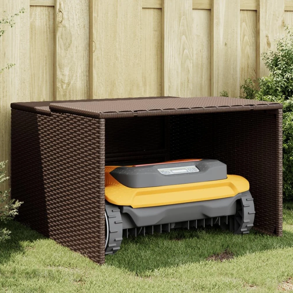 vidaXL Garage per Robot Tosaerba Marrone 86x90x52/57 cm in Polyrattan