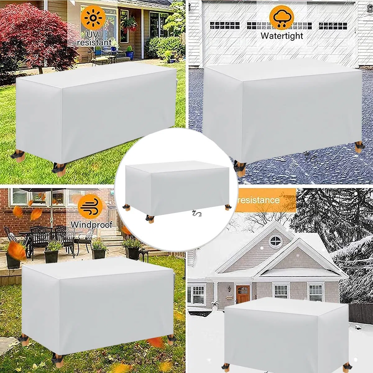 Coperture per Mobili da Giardino 130x75x71cm 600D Oxford Copertura Tavolo Sedie Esterno Telo Copri Tavoli da Terrazza Quadrato Impermeabile Anti-UV Antivento Copertura da Tavolo da Giardino