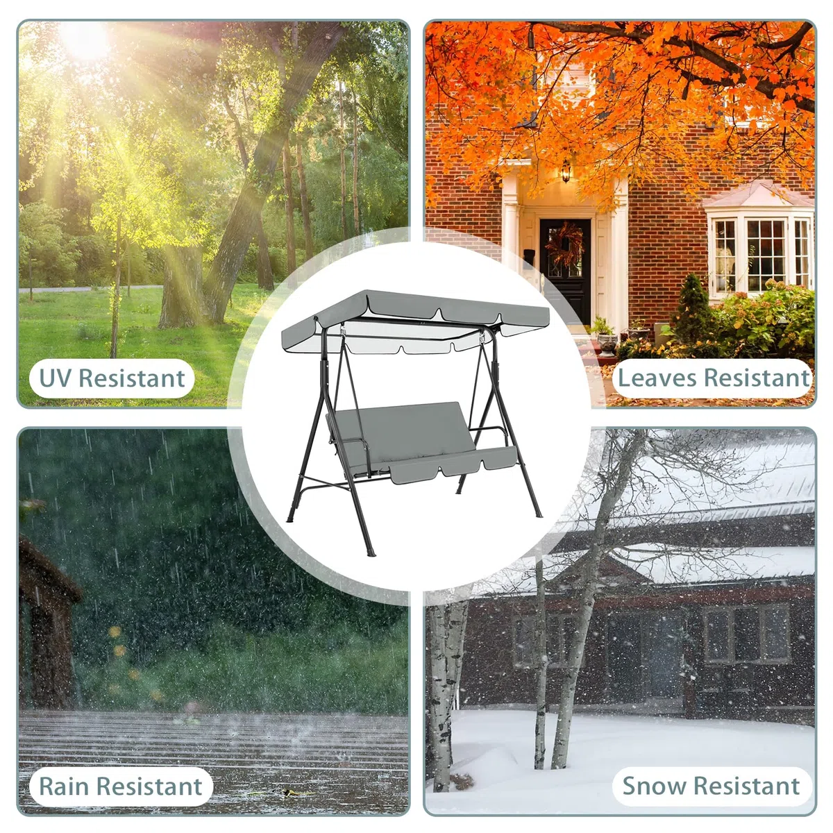 Coprisedile di Ricambio per Dondolo da Giardino, Copertura Dondolo, Coperture di Ricambio per Panchine da Esterno, per 2 e 3 Posti, Impermeabile e Resistenti ai Raggi UV