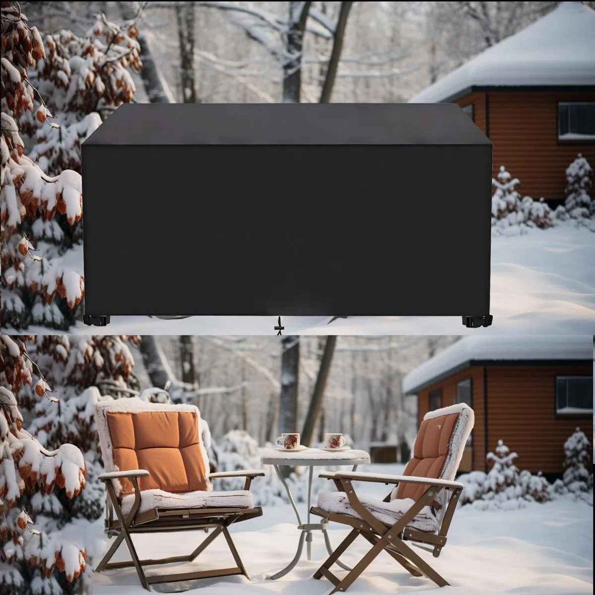 Coperture per Mobili da Giardino 170x170x70cm/LxWxH Nero Impermeabile Tessuto Oxford 420D Copertura per Tavolo Giardino Copertura Dei Mobili Da Giardino Copri Tavolo Da Esterno Antipolvere