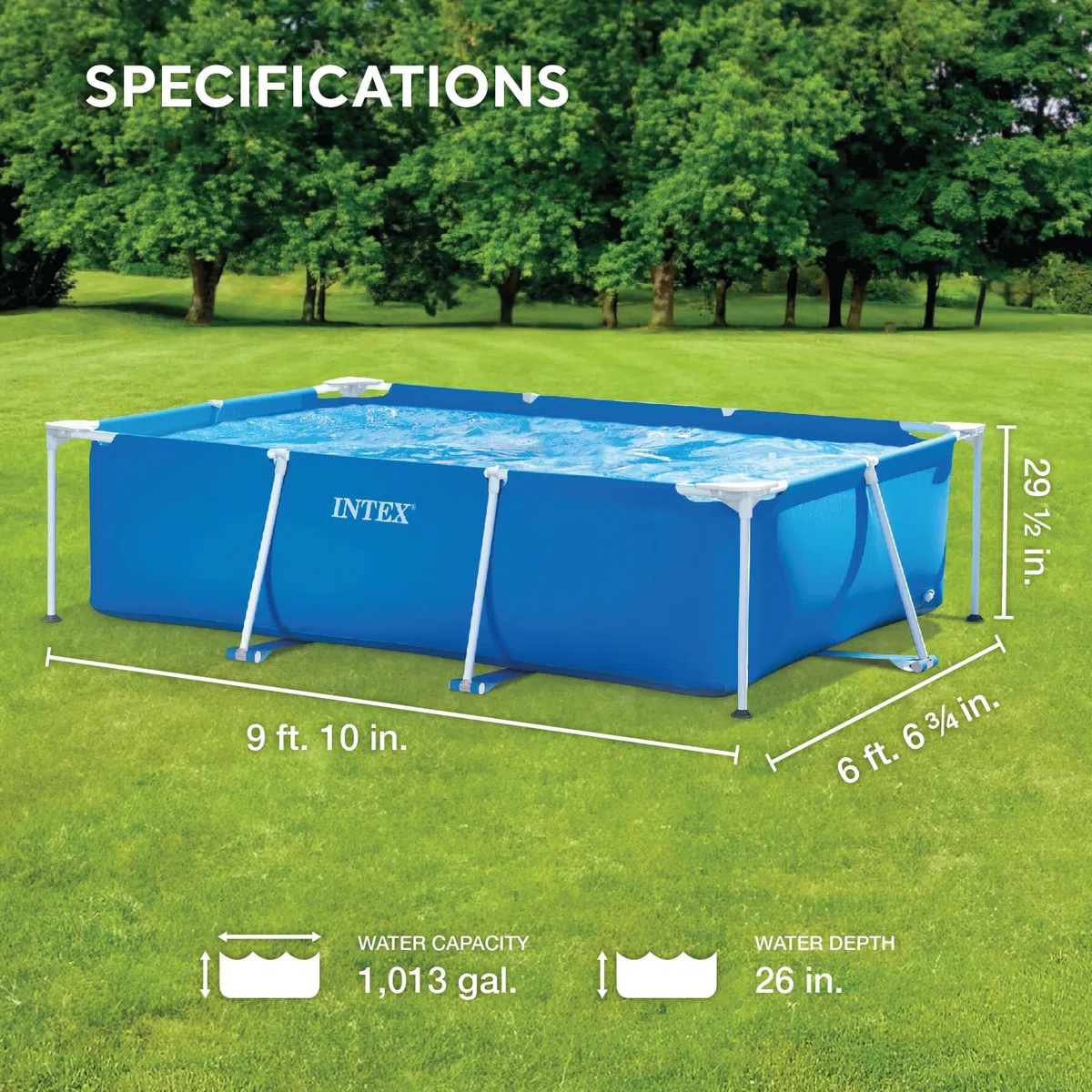 Intex 28272NP - Piscina Fuori Terra Rectangular Frame Rettangolare, 3834 L, Acciaio e PVC, Blu, 300x200x75 cm & Pool maintenance kit - pool accessories - pool cleaning set - 2 pieces