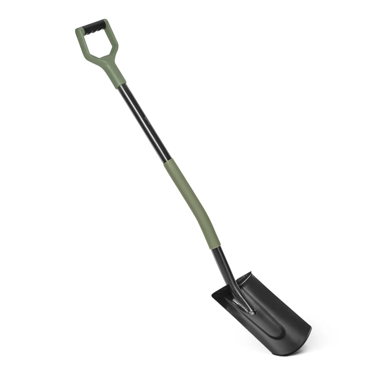 Amazon Basics — Pala da Giardinaggio, Pala Piatta, 47 Pollici, Acciaio, Nera, Oliva